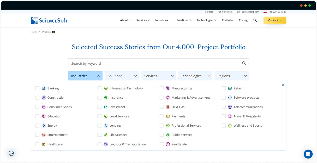 Case studies filters