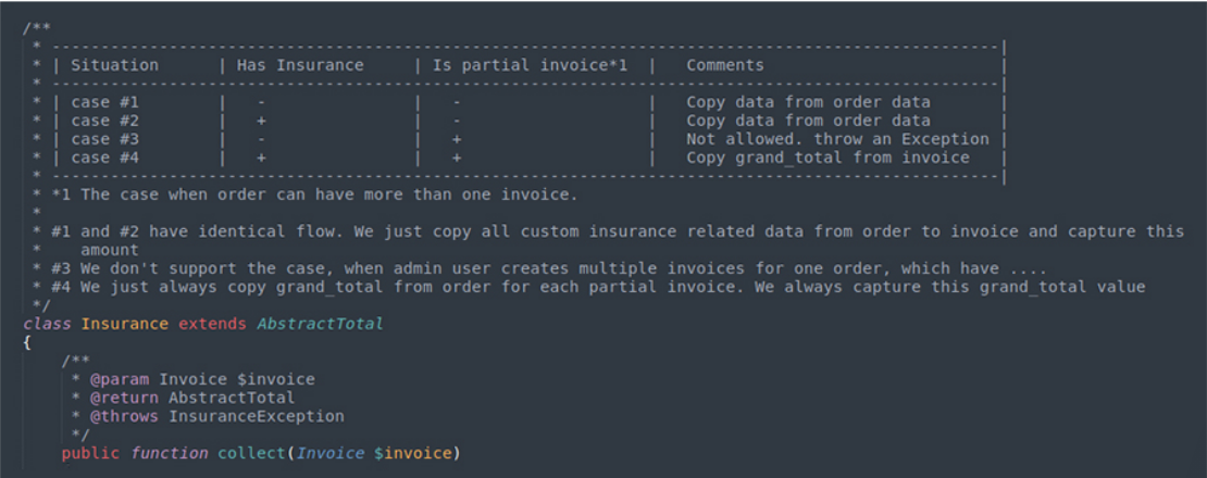 Inline code comments