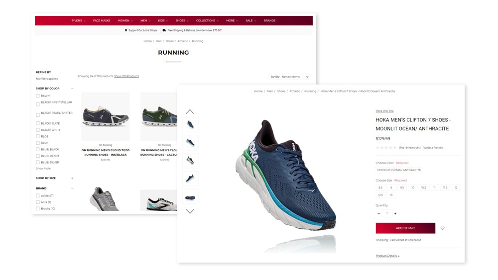 Example of fashion ecommerce website design