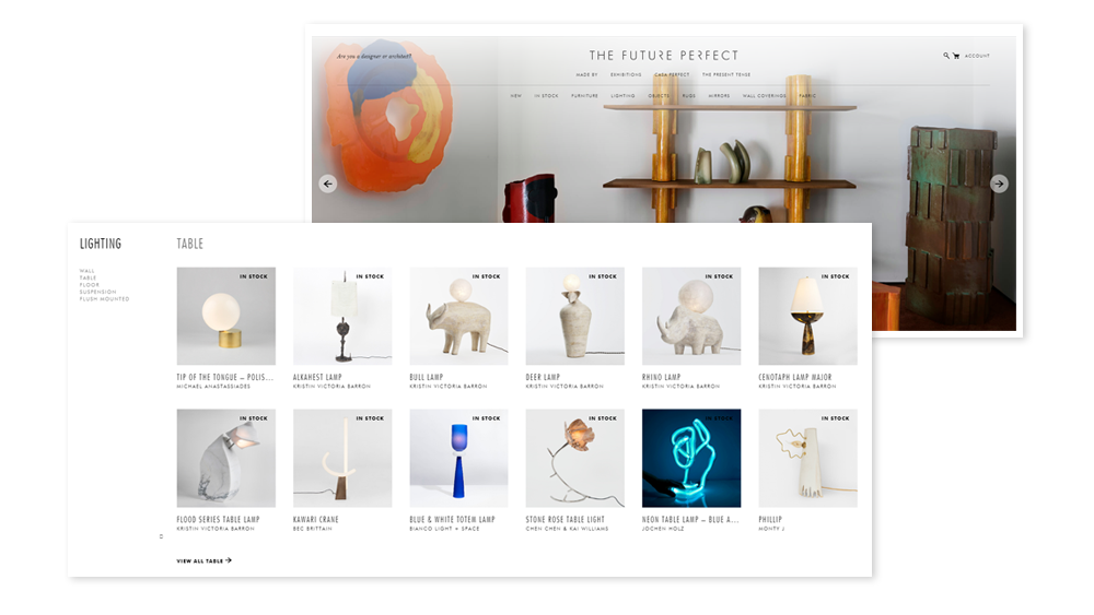 Example of furniture ecommerce website design