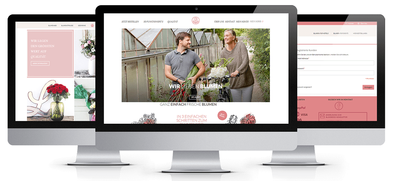 eshop for a floral business 3 screens