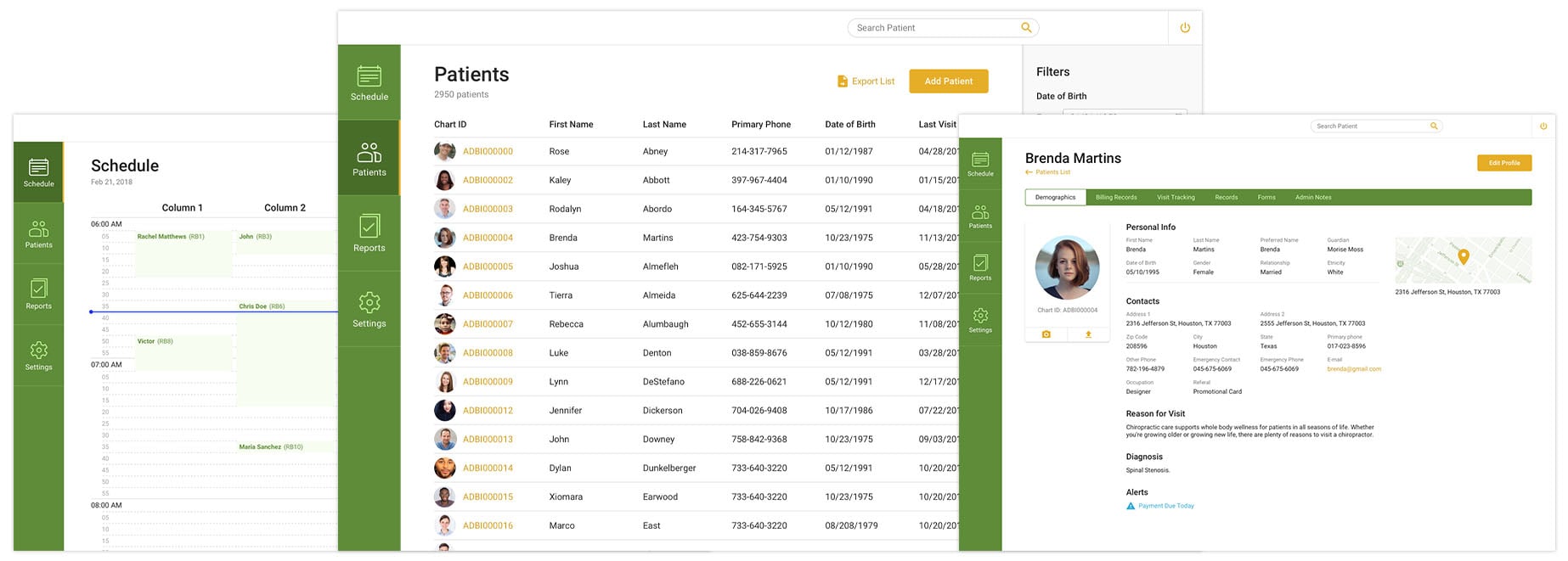 redesign of custom ehr application 3 screens