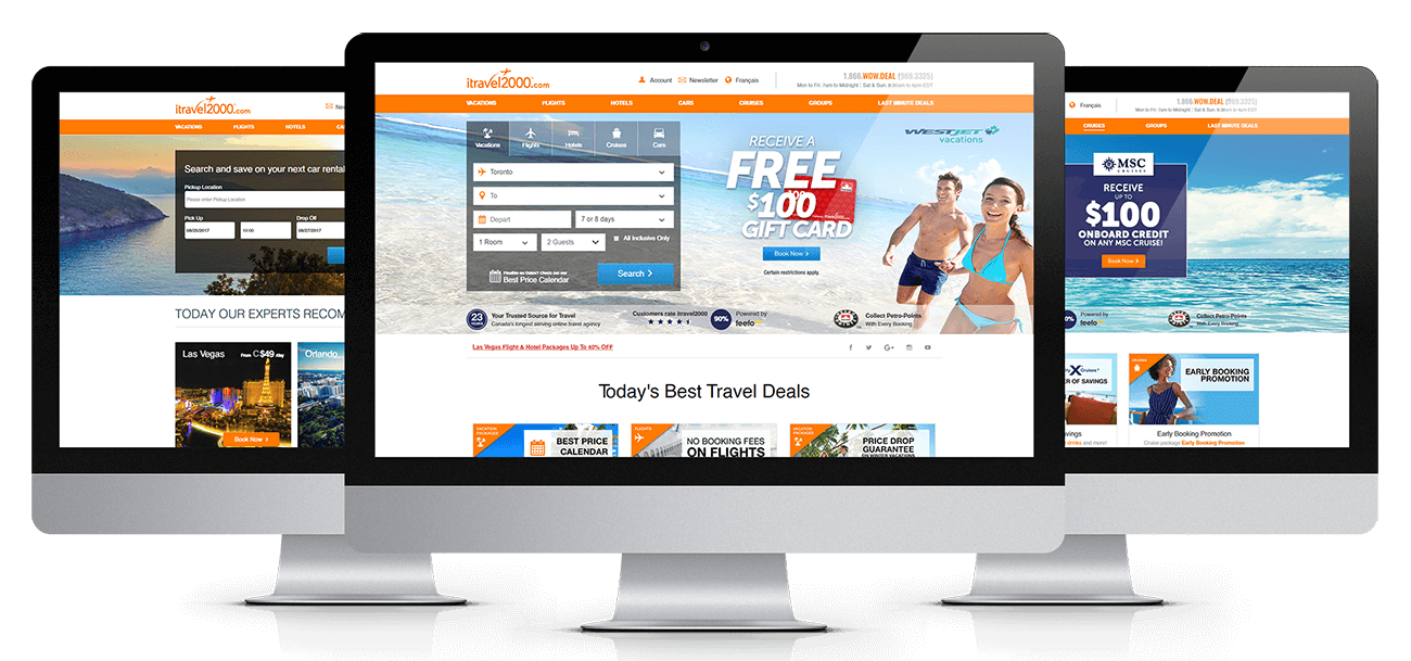 travel web portal 3 screens