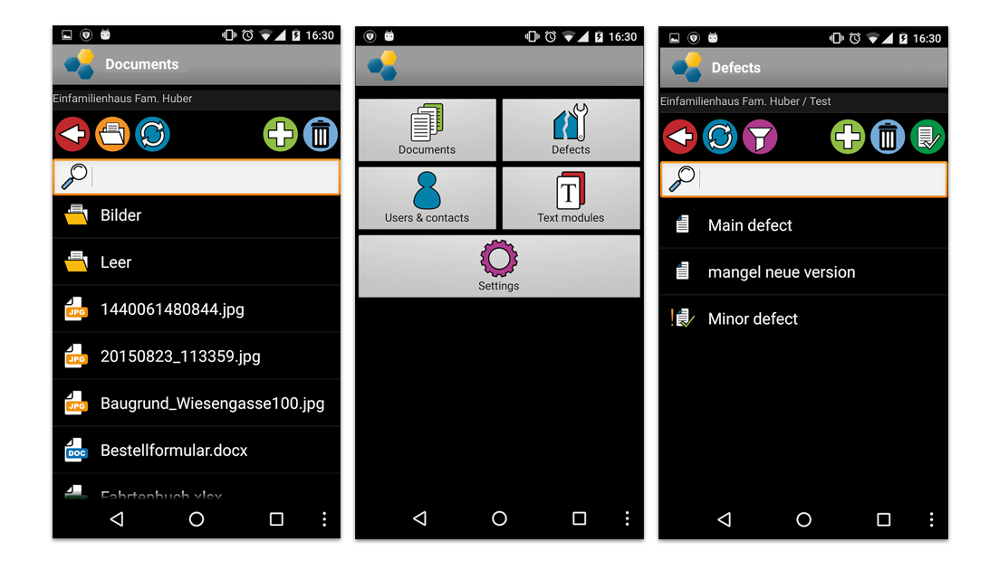 xamarin project management 3 screens