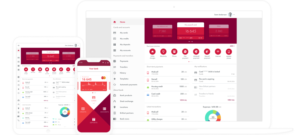 online and mobile banking for an asian bank three devices